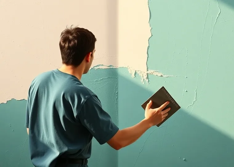 Application d'un enduit décoratif à la lisseuse sur un mur